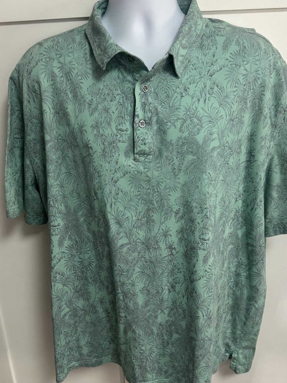 Tori Richard Honolulu Men's Polo Shirt 2 XL Light Aqua Tropical Design